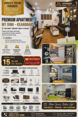 Căn hộ for Rent in My Dinh – Keangnam, Từ Liêm, ₫15,700,000 / mo, photo